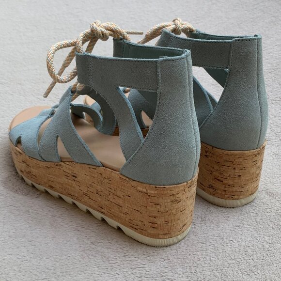 Sorel Cameron Suede Lace-Up Flatform Wedge Sandals Sz8 - Picture 7 of 16